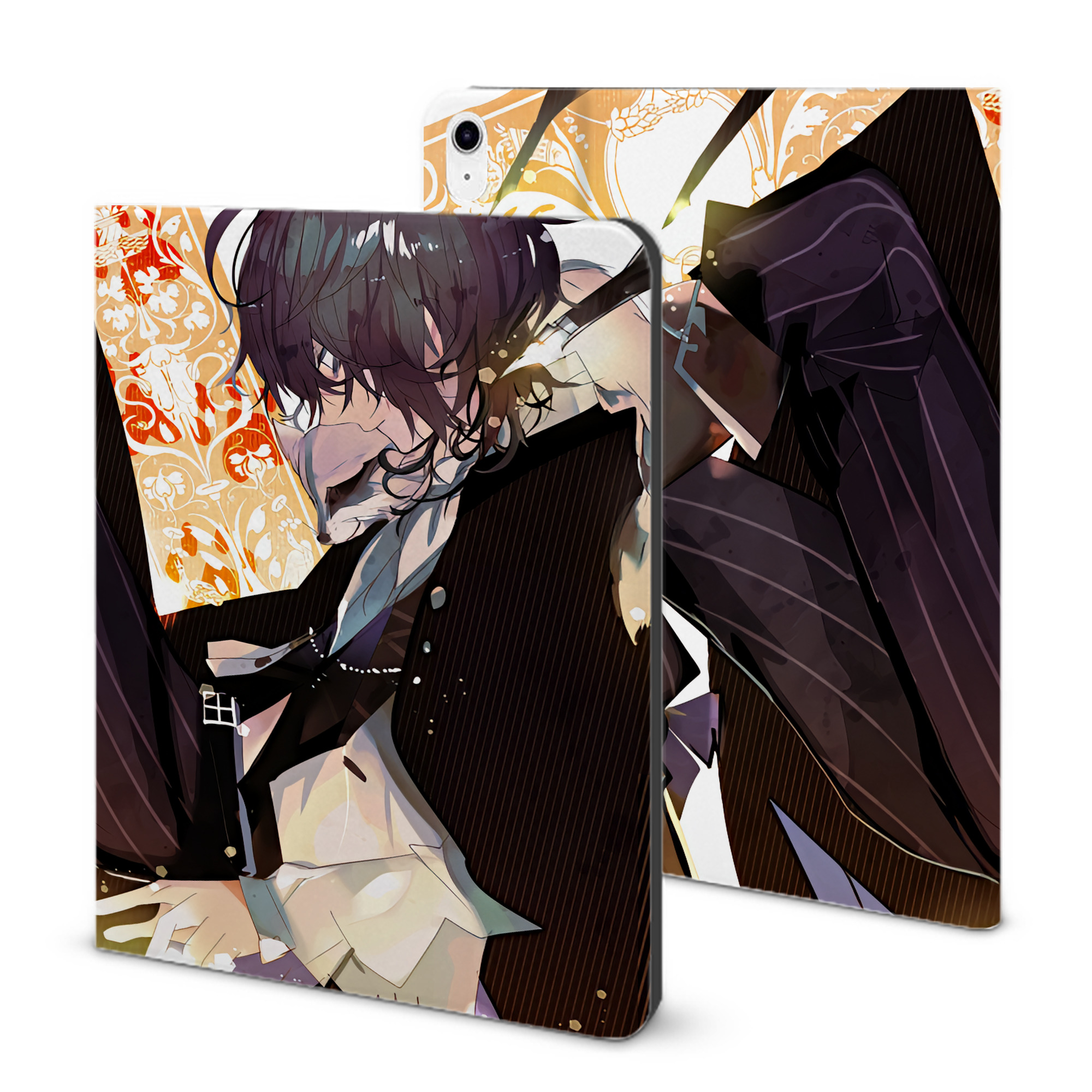 （画像用） 文豪ストレイドッグス Bungo Stray Dogs IPad ケース ブック型 PUレザー TPU 耐衝撃 軽量 薄型 ペン収納なし 全面保護 IPad 各モデル対応